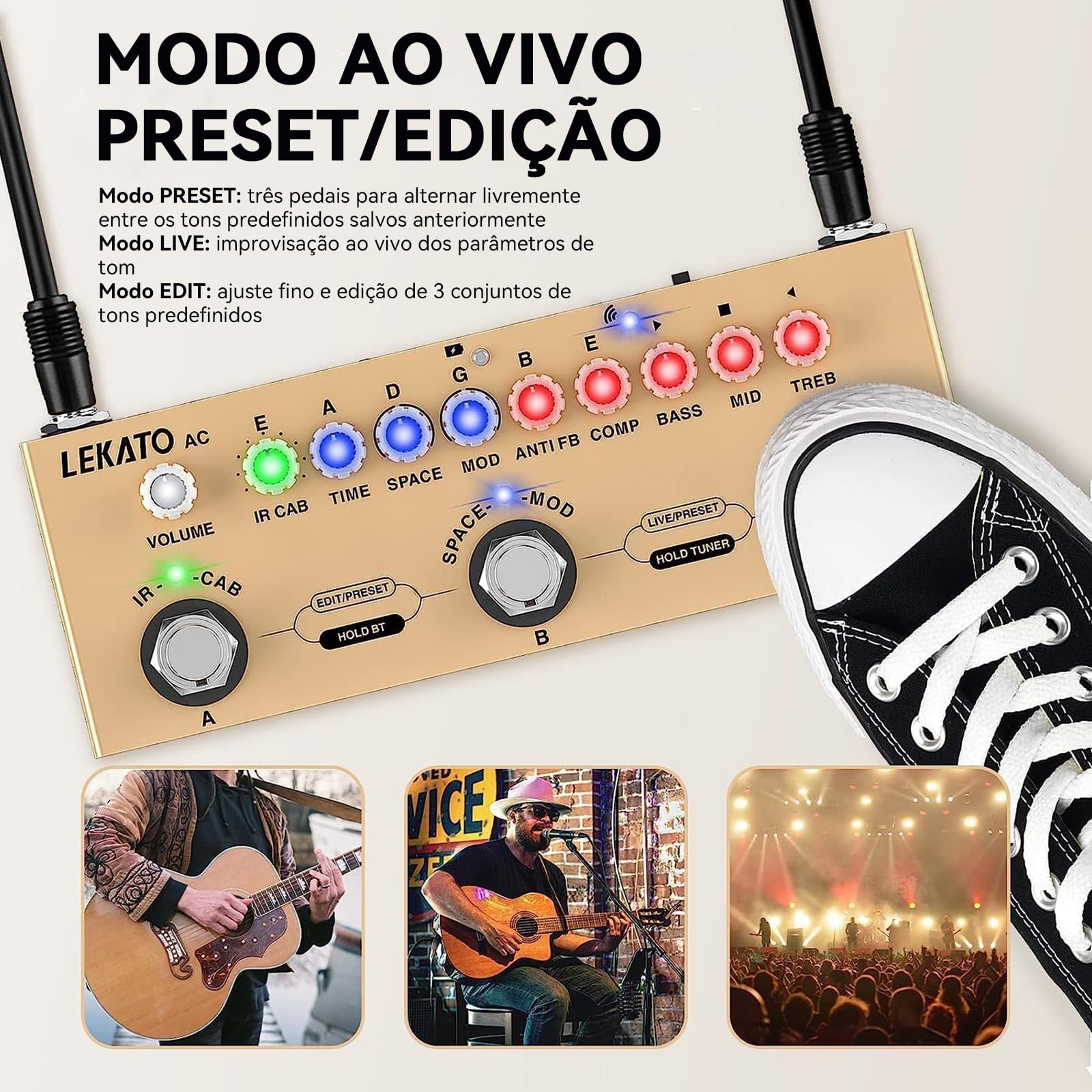 Pedal de efeitos múltiplos para violão acústico, Cu-be Baby AC